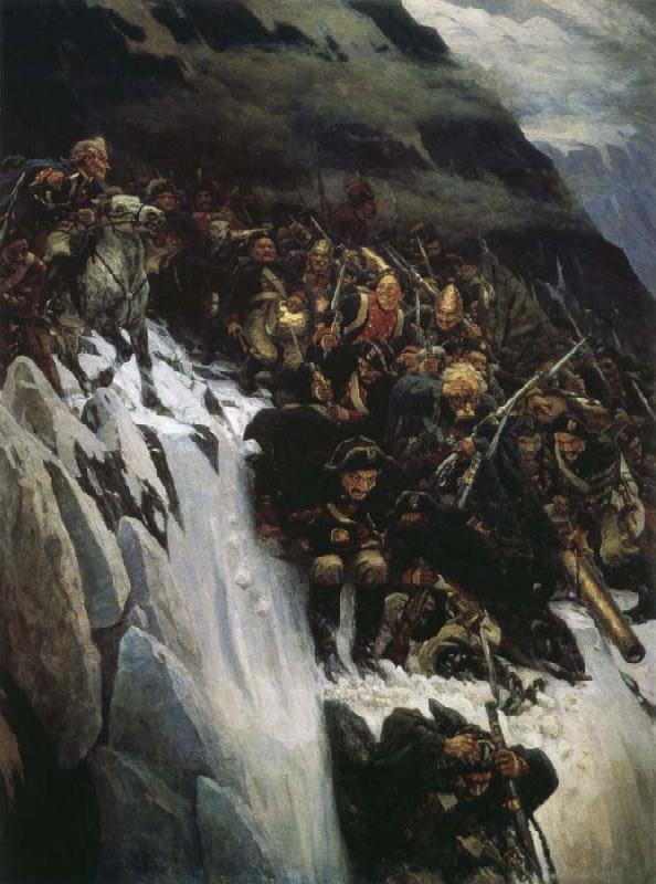 Vasily Surikov Suwoluofu across the Alps oil painting image